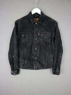 Levi's Premium Faded Black Denim Jean Jacket Womens XS